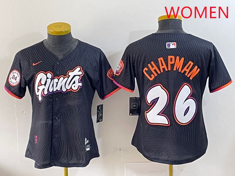 Women San Francisco Giants #26 Chapman Black Joint Name Nike 2025 MLB Jersey style 8->women mlb jersey->Women Jersey